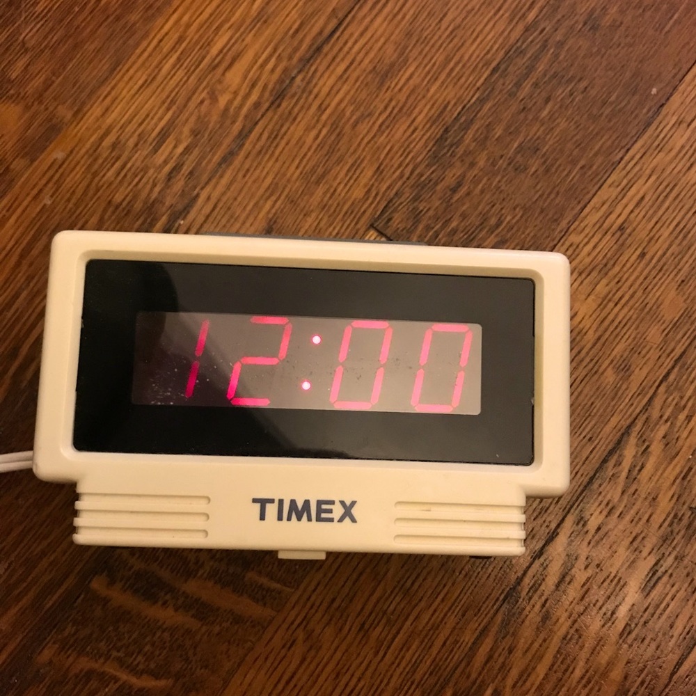Vintage digital Timex alarm clock.